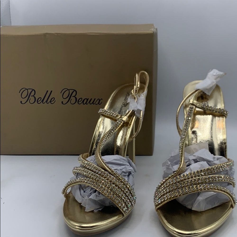 Essex Glam\Belle beaux women’s gold heel size 7